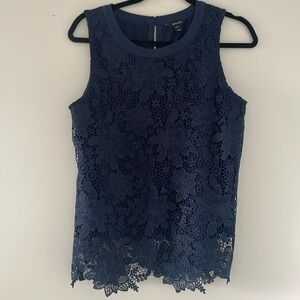 RW&CO Navy Floral Blouse
